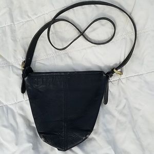 Coach Vintage worn black leather crossbody purse